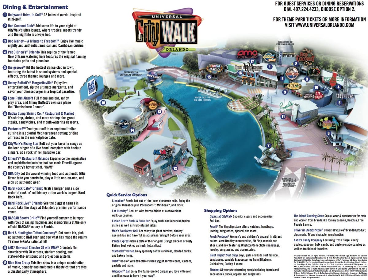 ਯੂਨੀਵਰਸਲ Orlando citywalk ਨਕਸ਼ਾ